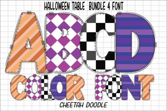 Halloween Table: A Set of 4 Colored Font Styles for Creative Projects